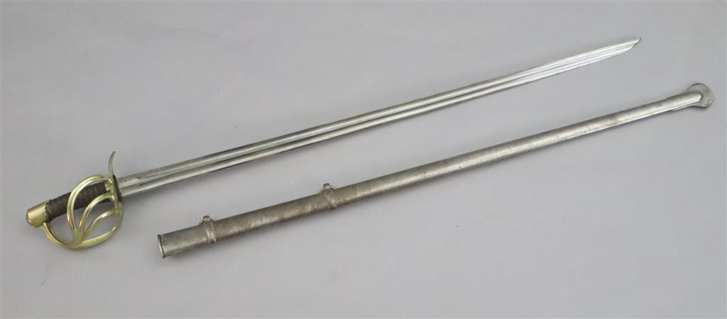 An French heavy cavalry sword, overall length 46in.